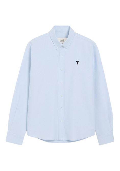 Camicia con logo in azzurro ami pars AMI PARIS | HSH763CO0031450